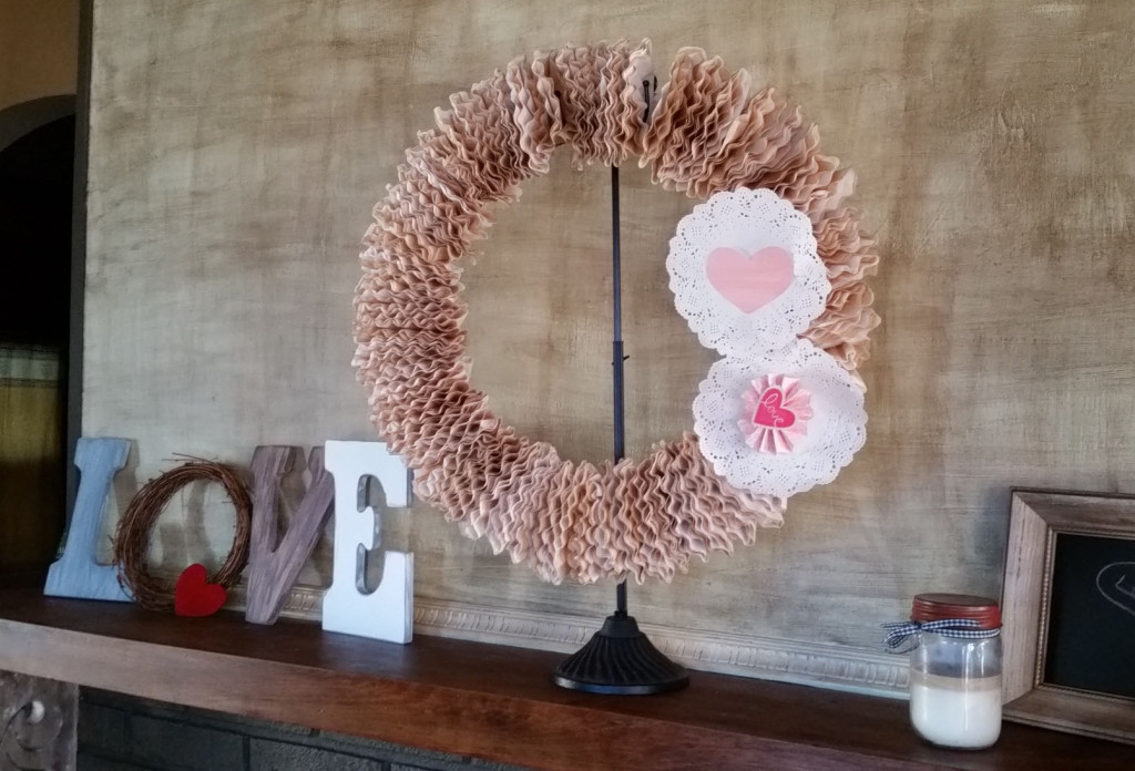 DIY wreath made from coffee filters